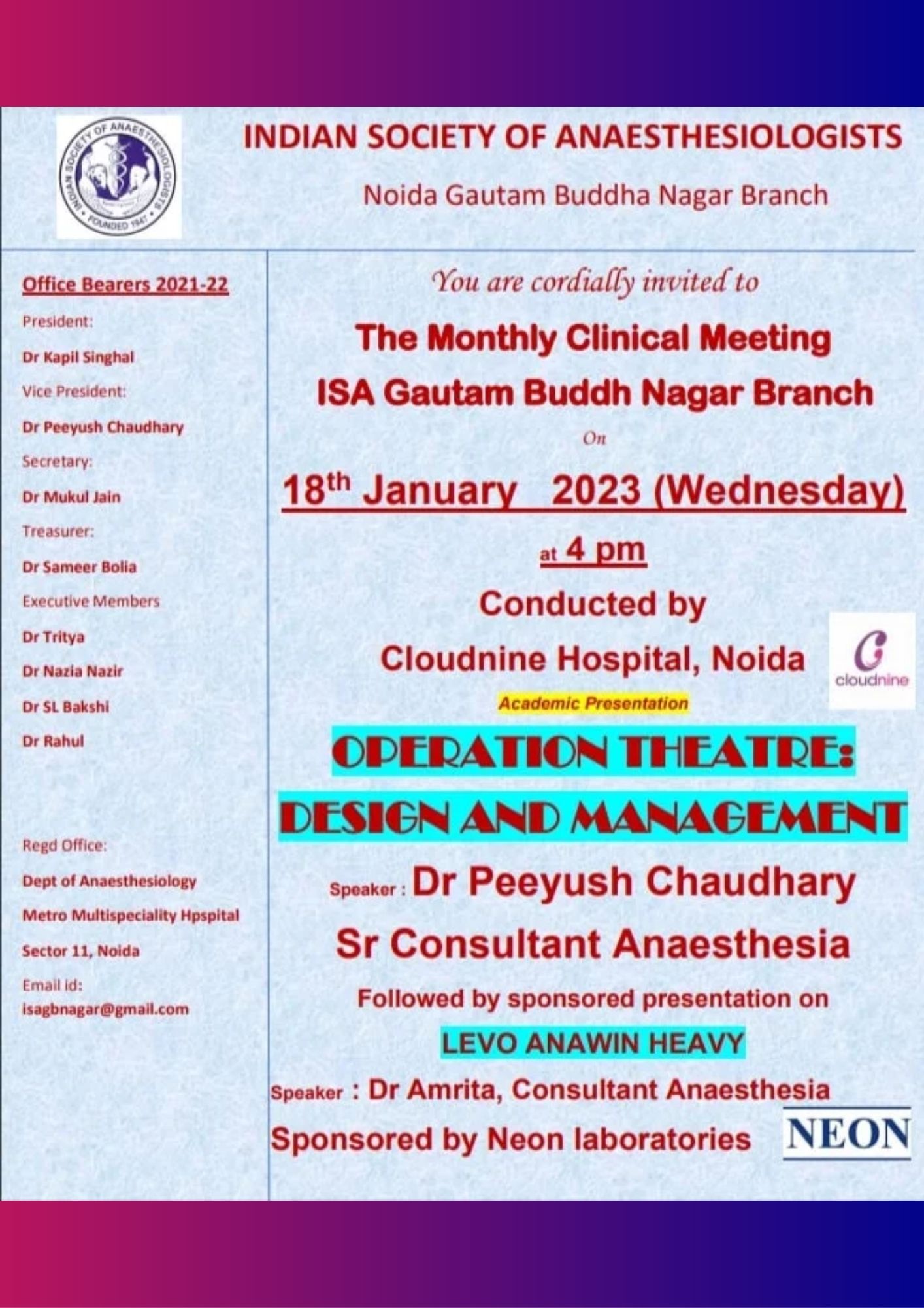 ISA UP State - Academic Activity - Monthly Clinical Meeting