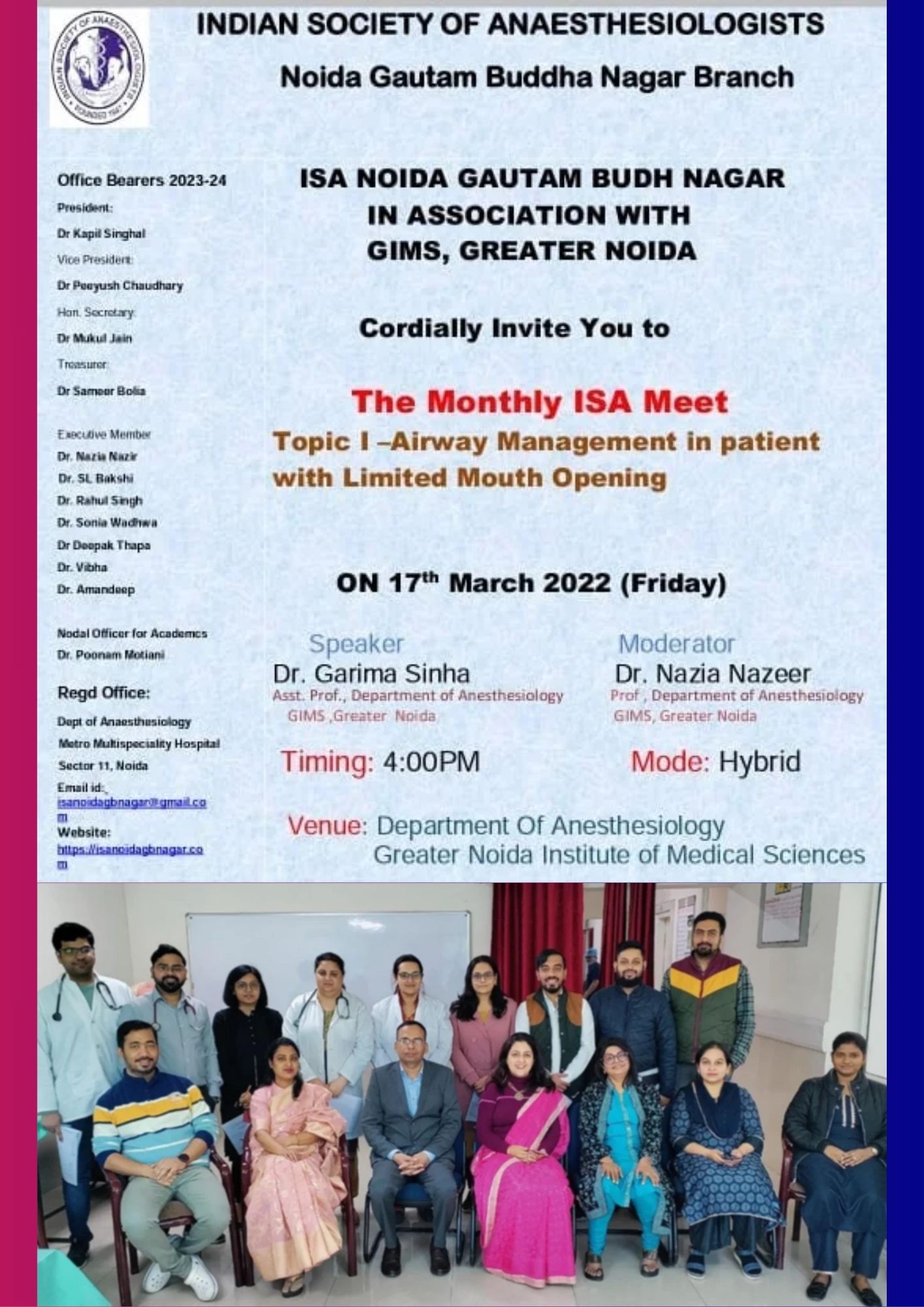 ISA UP State - Academic Activity - Monthly Clinical Meeting